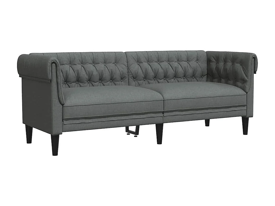Sofá Chesterfield de 3 plazas en tela gris oscuro