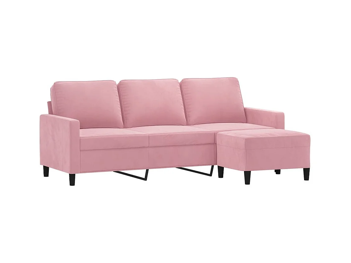 3-zitsbank met voetenbank Roze 180 cm Fluweel