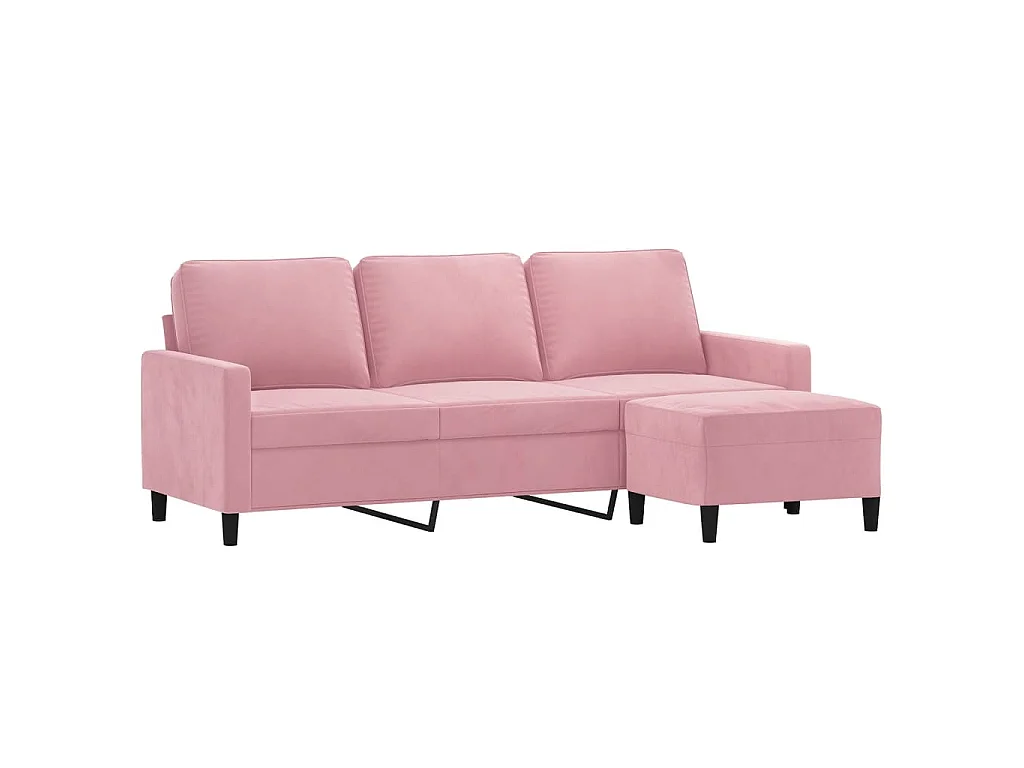Divano 3 posti con poggiapiedi Rosa 180 cm Velluto