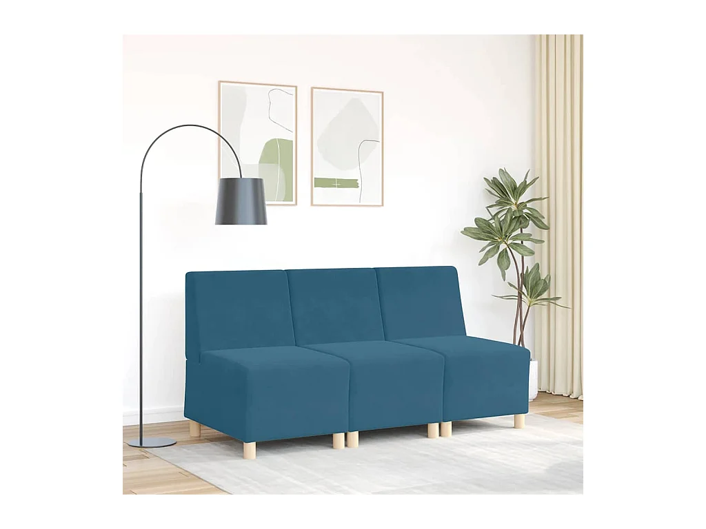 Modulares Sofa ohne Armlehnen Blau 55 cm Samt