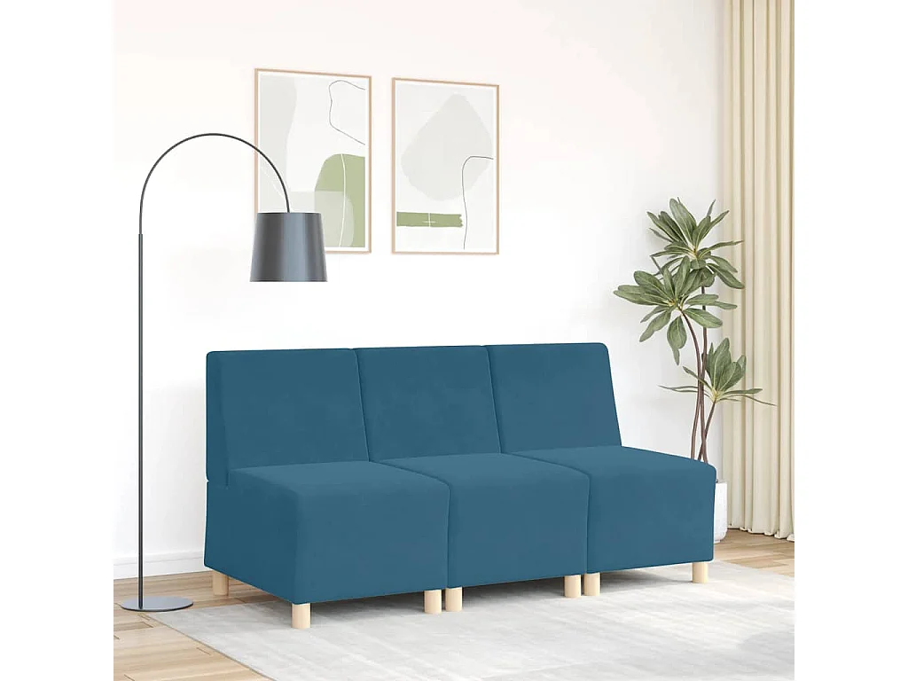 Modulaire bank zonder armleuningen Blauw 55 cm Fluweel