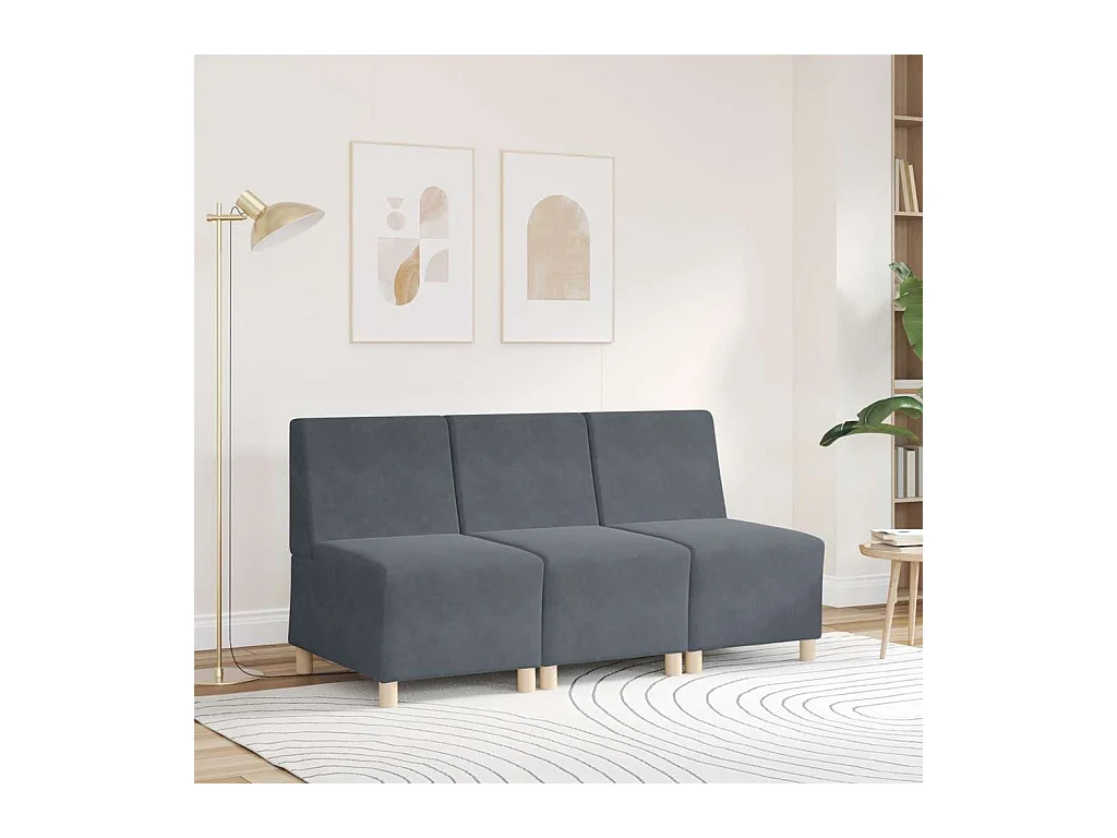 Canapé modulaire sans accoudoirs Gris foncé 55 cm Velours