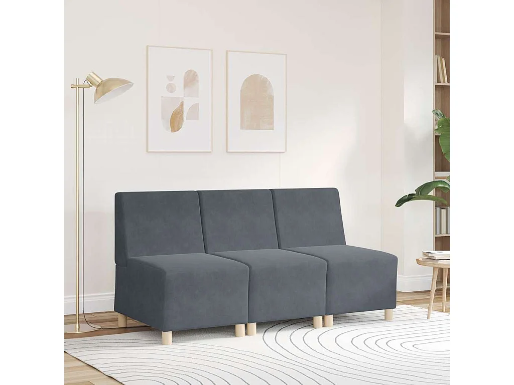 Canapé modulaire sans accoudoirs Gris foncé 55 cm Velours