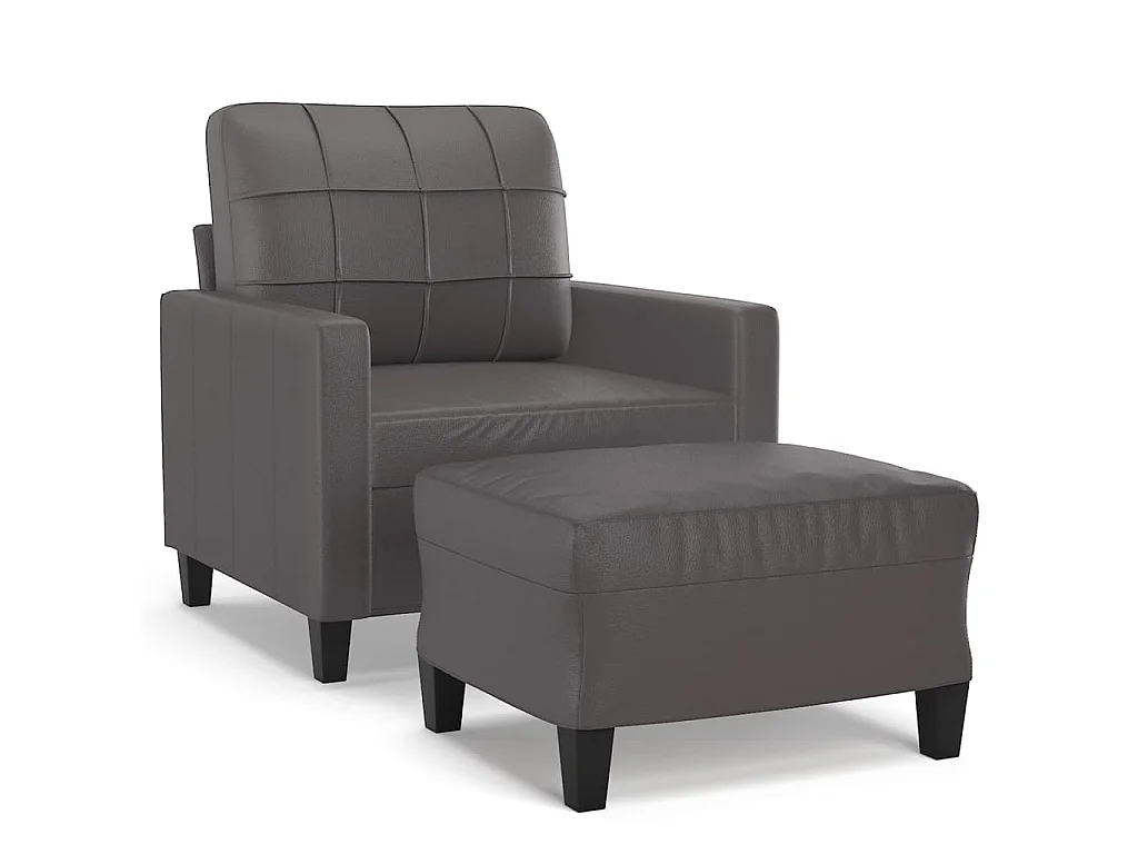 Fauteuil avec repose-pied Gris 60 cm Similicuir