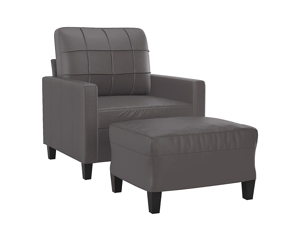 Fauteuil avec repose-pied Gris 60 cm Similicuir