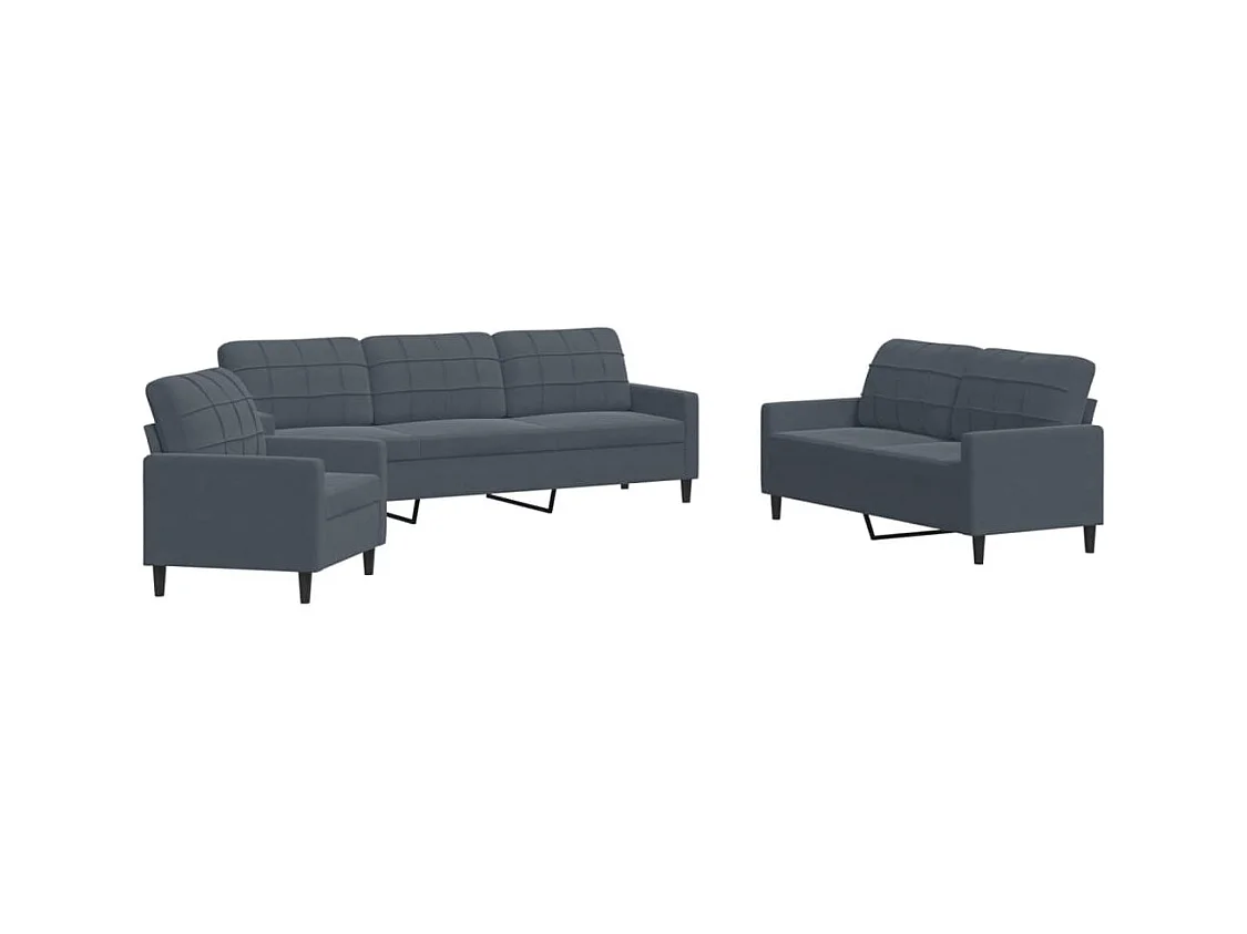Ensemble de canapés 3 pcs avec coussins Gris foncé Velours