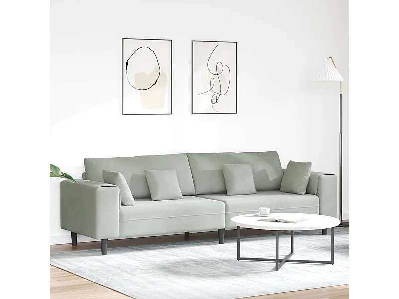 Fluwelen bank met kussen Lichtgrijs 208 cm Fluweel
