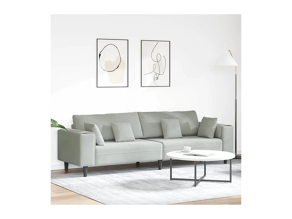 Canapé en velours avec coussin Gris clair 208 cm Velours