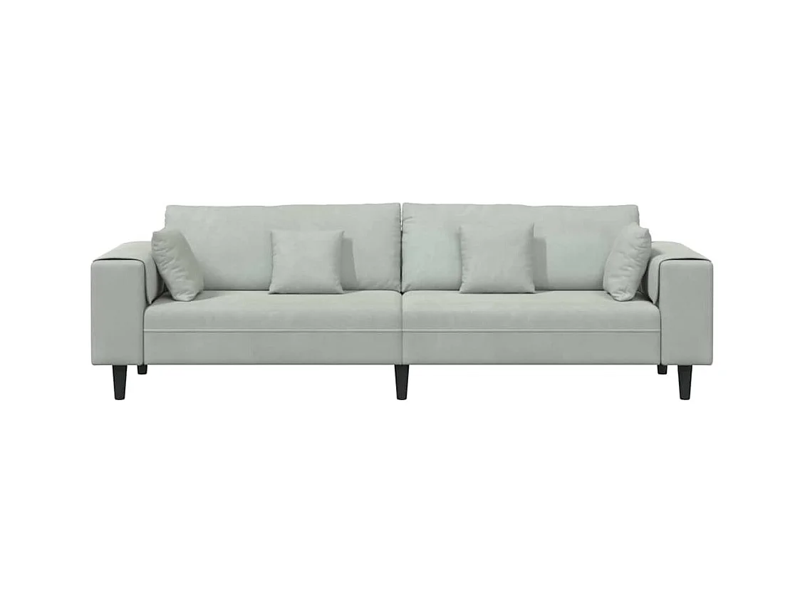 Canapé en velours avec coussin Gris clair 208 cm Velours