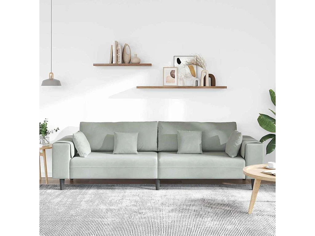 Sofá de terciopelo con cojín Gris claro 208 cm Terciopelo