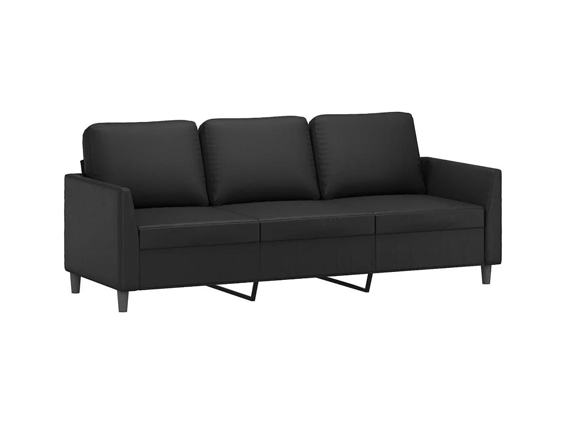 Conjunto de sofá de 3 piezas con cojines de piel sintética negra