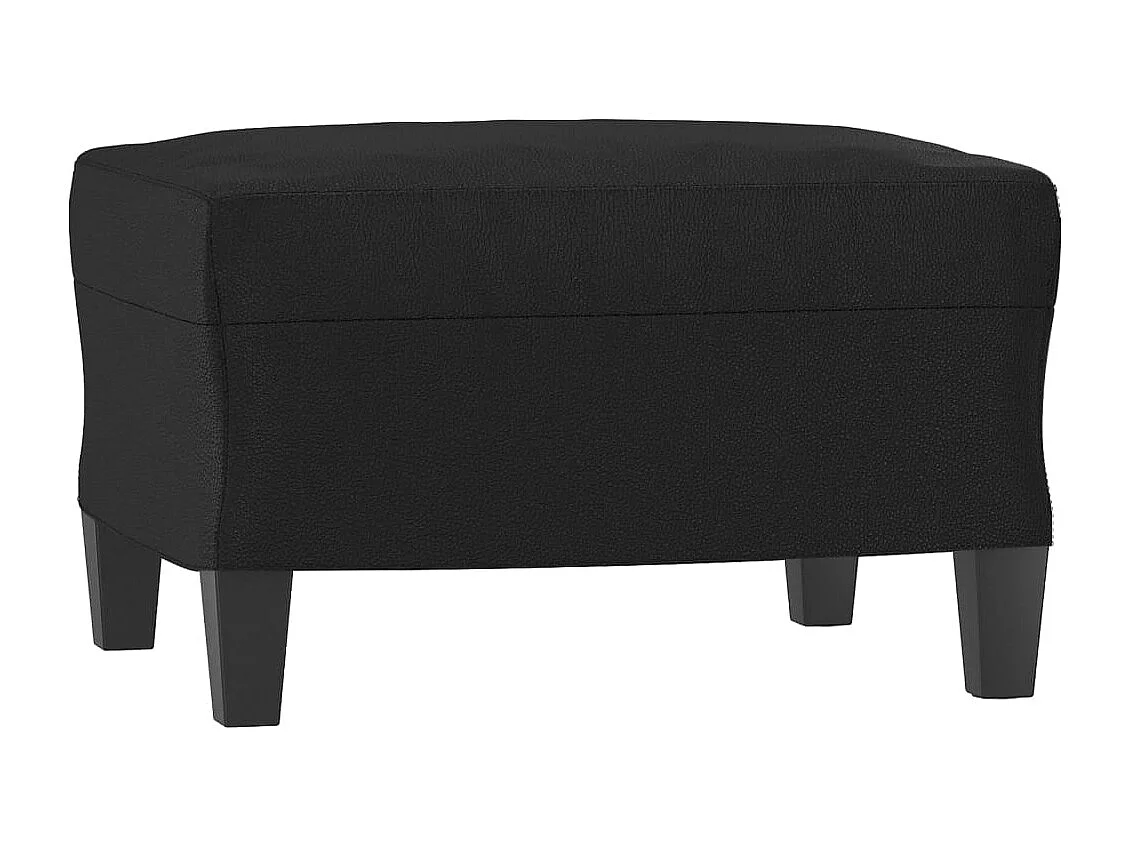 3-teiliges Sofaset mit Kissen, schwarzes Kunstleder