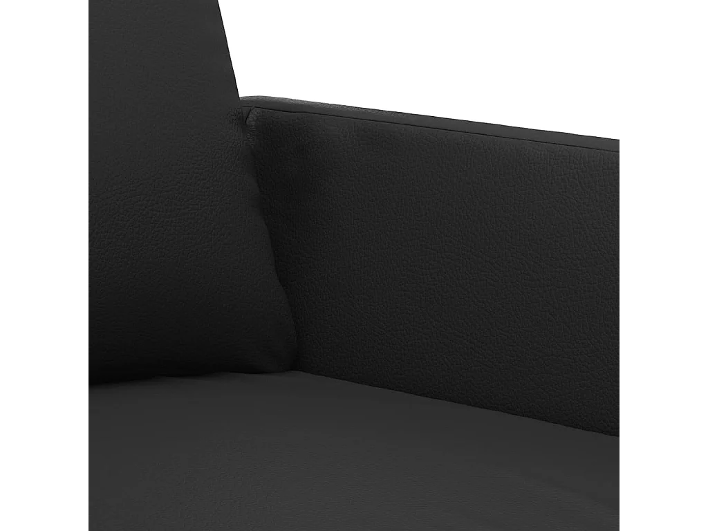 3-teiliges Sofaset mit Kissen, schwarzes Kunstleder