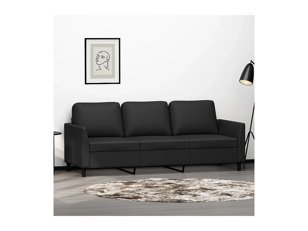 Divano 3 posti Nero 180 cm Similpelle