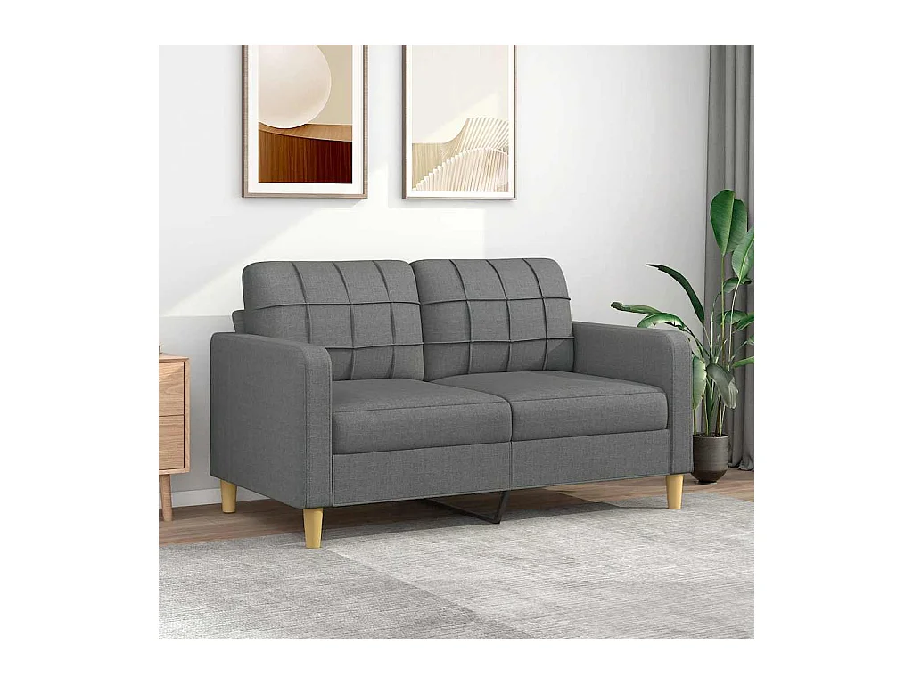 Sofá 2 plazas Gris oscuro 140 cm Tela