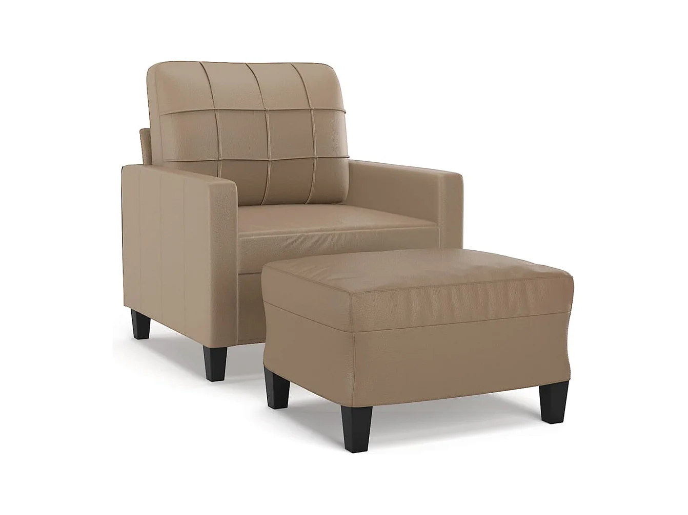 Fauteuil met voetenbank Cappuccino 60 cm Kunstleer