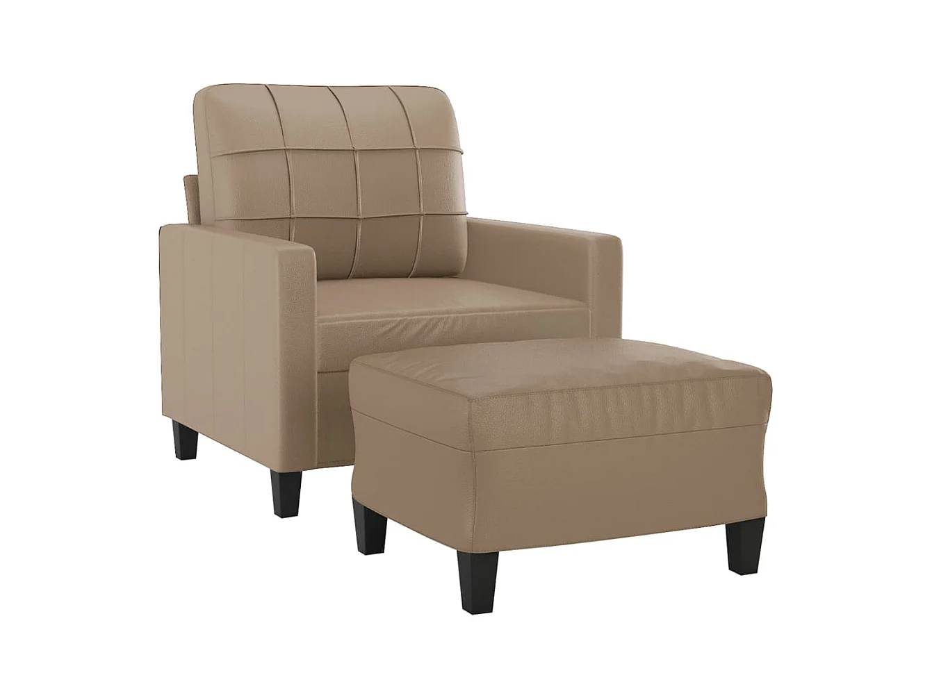 Fauteuil met voetenbank Cappuccino 60 cm Kunstleer