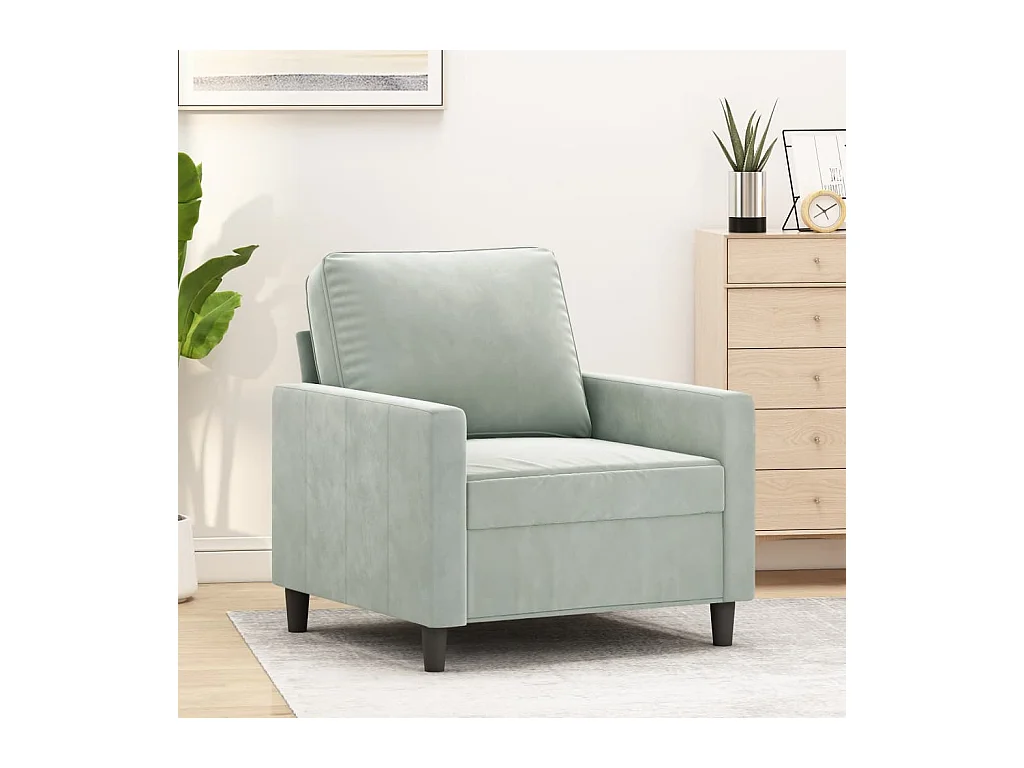 Lichtgrijze fauteuil 60 cm fluweel