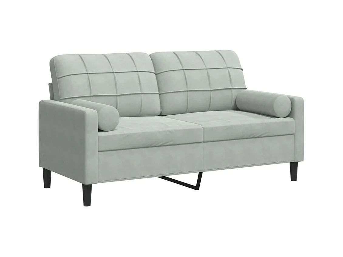 2-Sitzer-Sofa mit hellgrauen Kissen 140 cm Samt