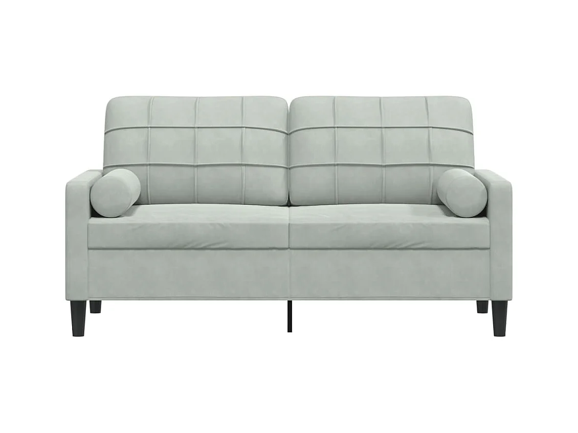 2-Sitzer-Sofa mit hellgrauen Kissen 140 cm Samt