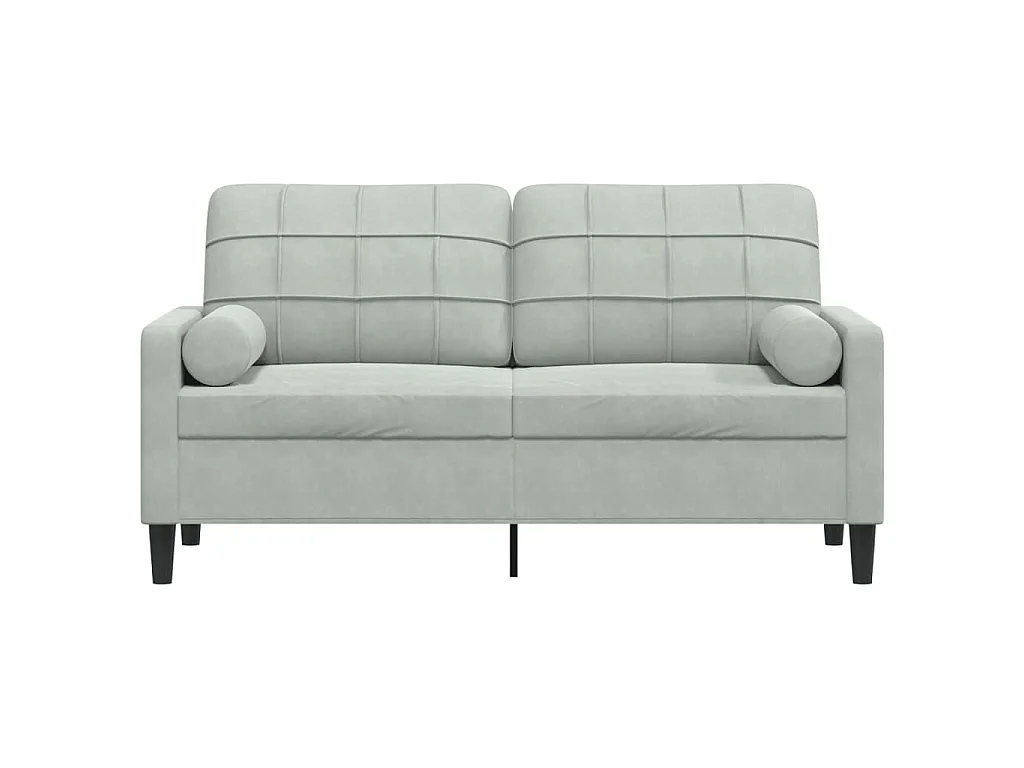 2-Sitzer-Sofa mit hellgrauen Kissen 140 cm Samt