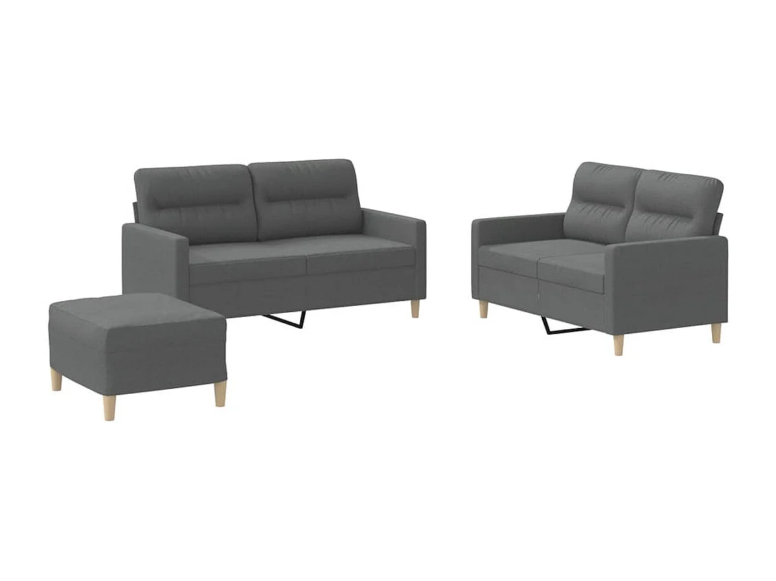Ensemble de canapés 3 pcs avec coussins Gris foncé Tissu