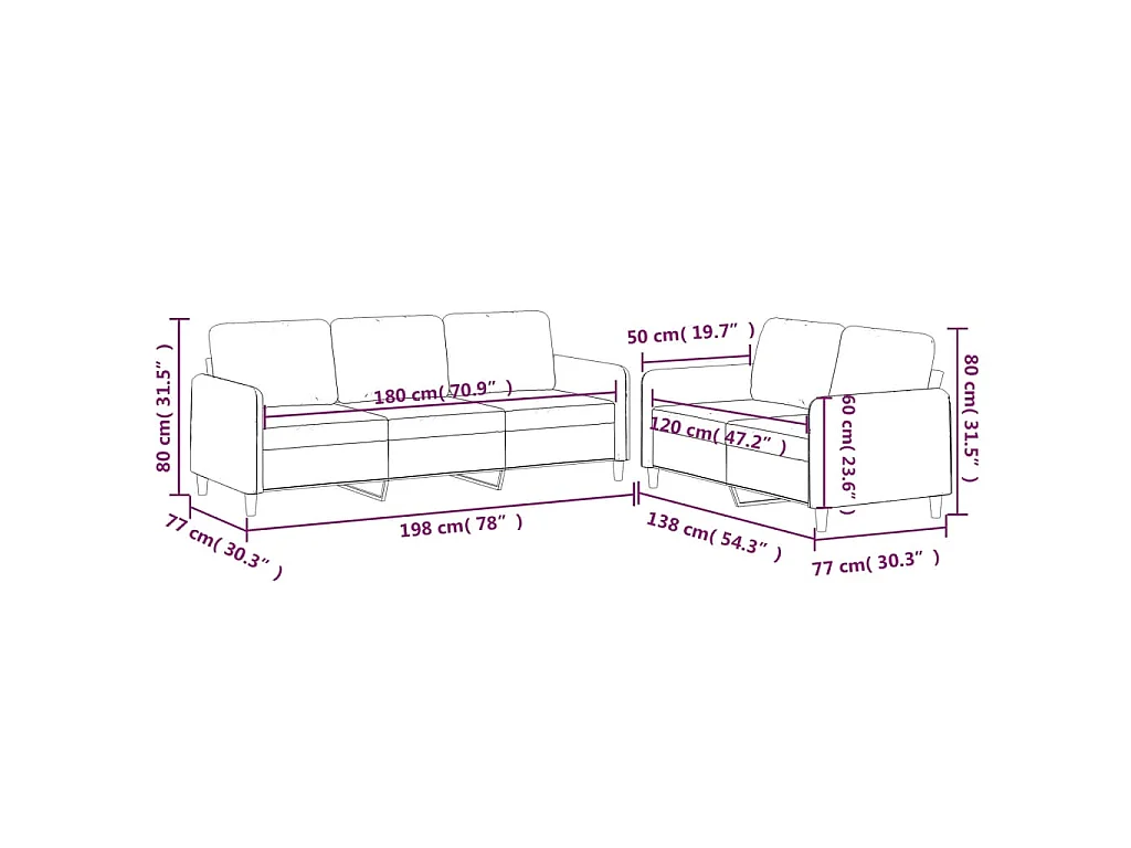 2-teiliges Sofaset mit Kissen, dunkelgrauer Stoff