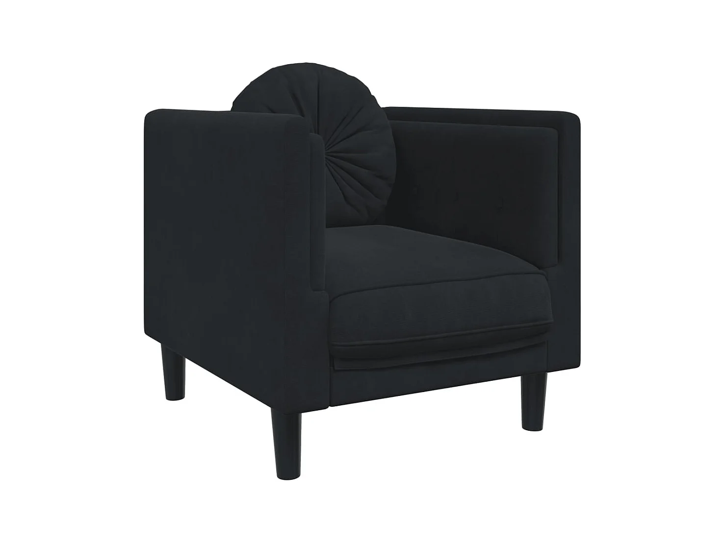 Conjunto de sofá de 3 piezas con cojines de terciopelo negro