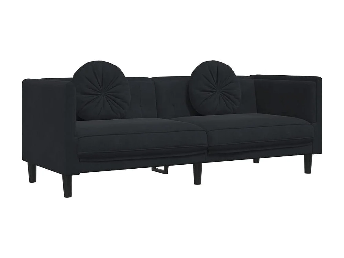 Conjunto de sofá de 3 piezas con cojines de terciopelo negro