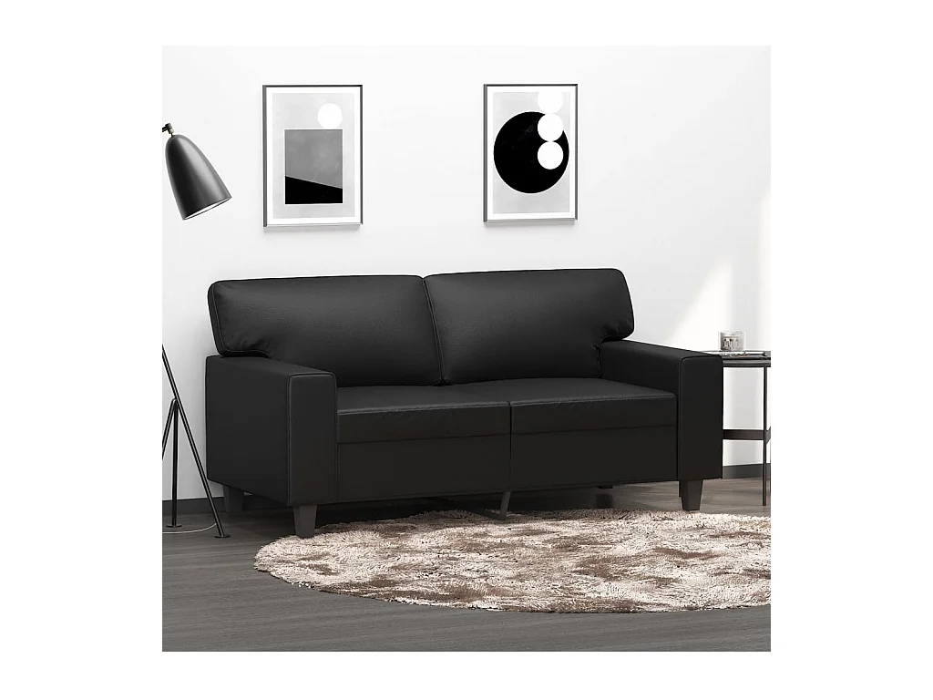 Sofá 2 plazas Negro 120 cm Piel sintética