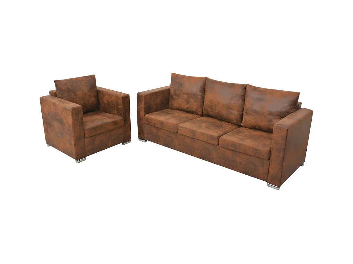 2-teiliges Sofaset aus Wildleder-Imitat