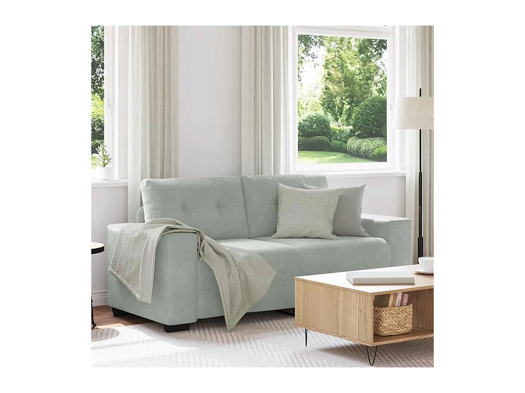 Lichtgrijze fluwelen loveseat bank 140 cm