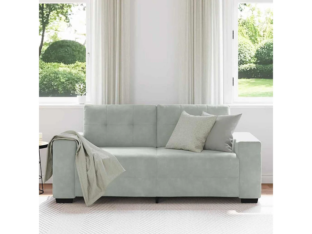 Lichtgrijze fluwelen loveseat bank 140 cm