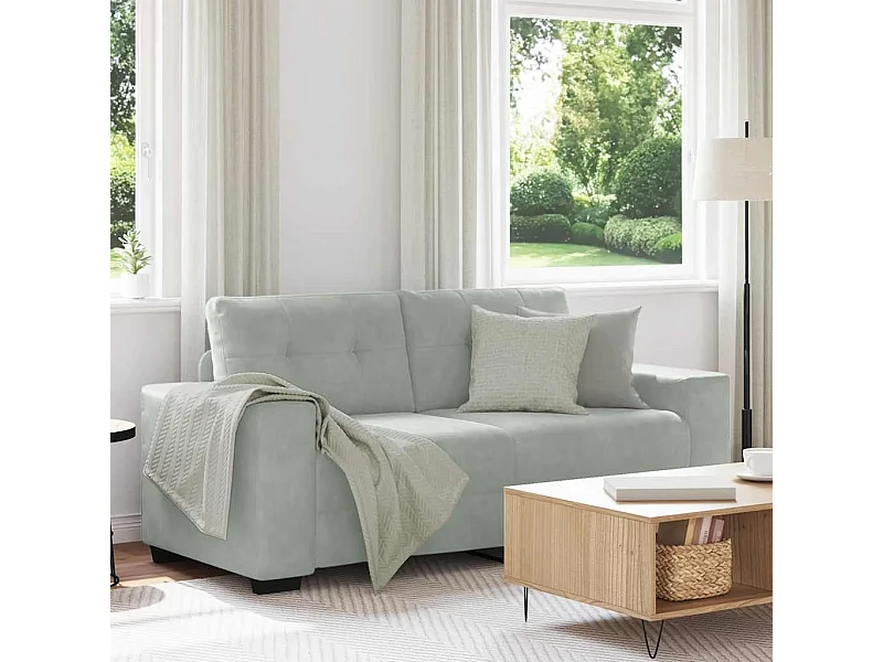 Canapé causeuse gris clair 140 cm velours