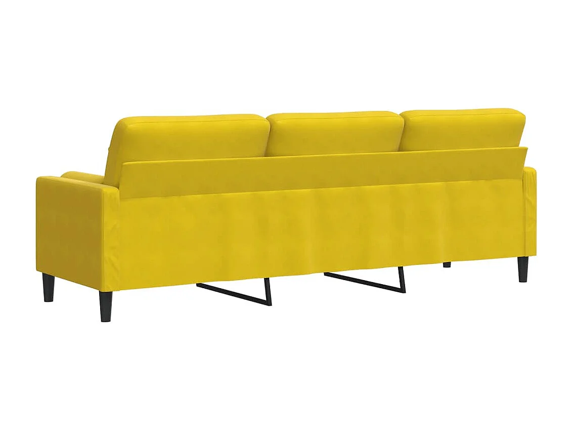 Sofá de 3 plazas con cojines decorativos amarillo 210 cm terciopelo