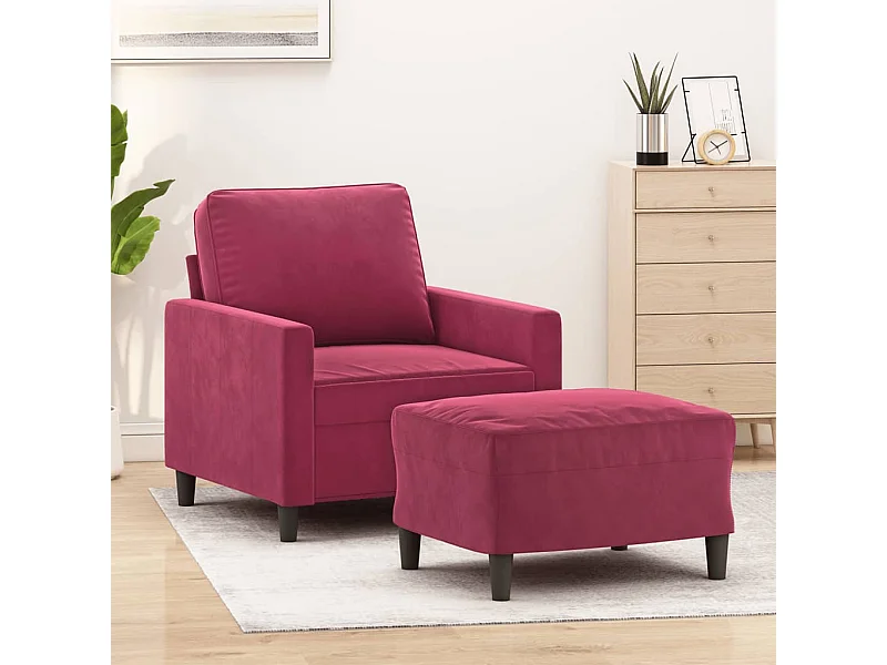 Fauteuil met voetenbankje Bordeauxrood 60 cm Fluweel