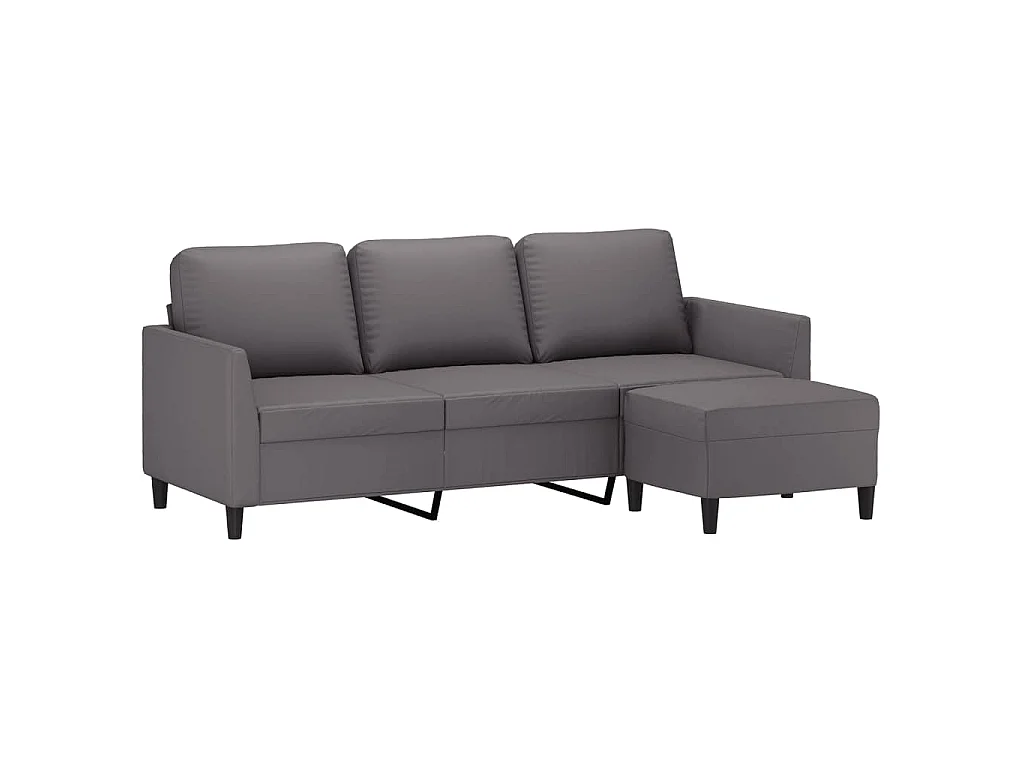 Divano 3 posti con poggiapiedi Grigio 180 cm Similpelle
