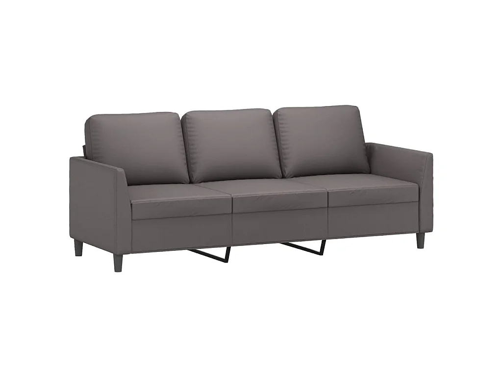 Divano 3 posti con poggiapiedi Grigio 180 cm Similpelle