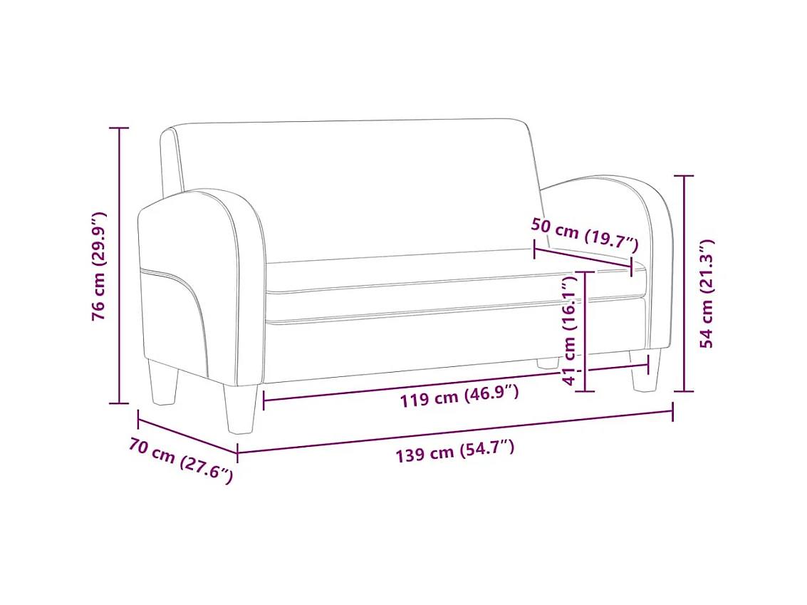 2-zitsbank in bruin imitatiesuède