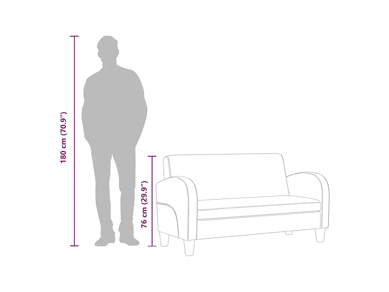 2-zitsbank in bruin imitatiesuède