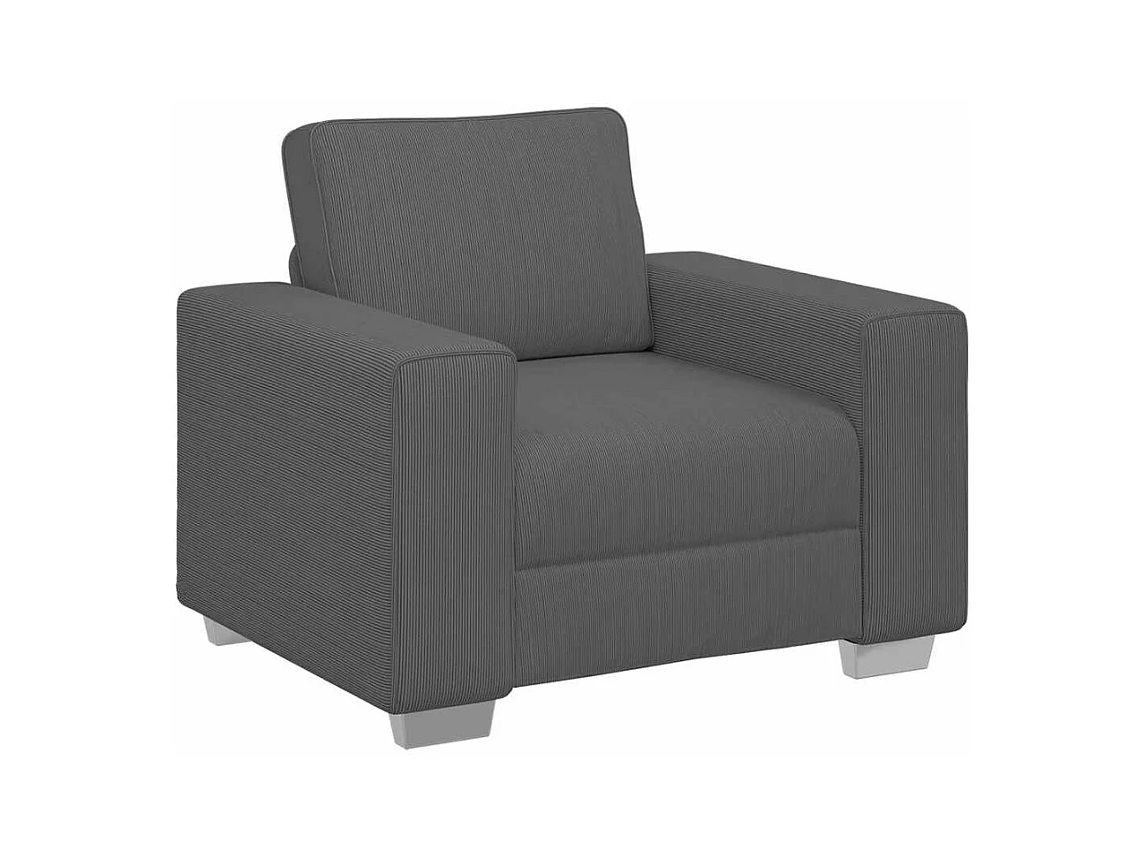 Fauteuil gris foncé 60 cm tissu velours côtelé