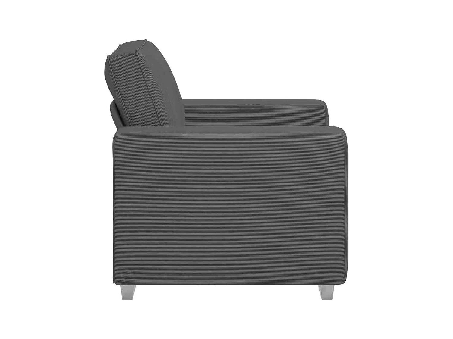 Fauteuil gris foncé 60 cm tissu velours côtelé