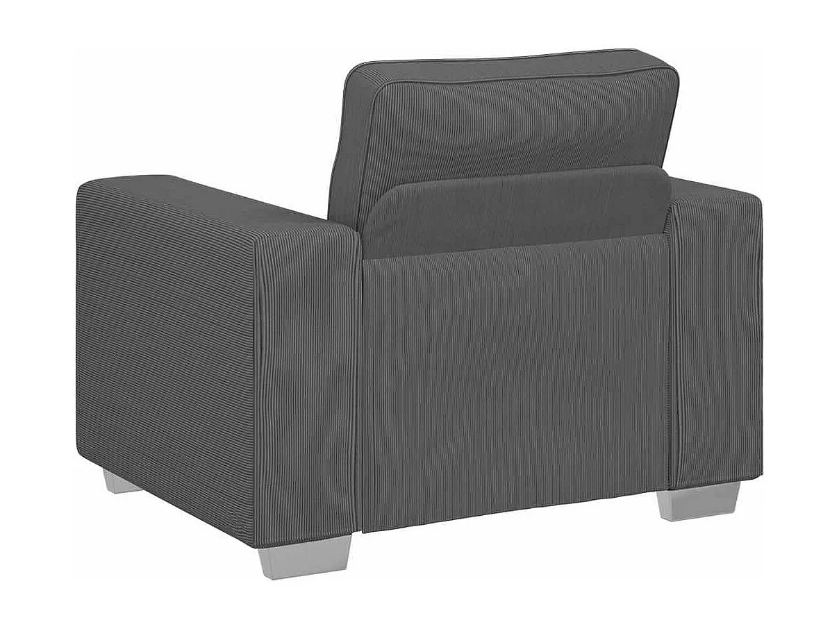 Fauteuil gris foncé 60 cm tissu velours côtelé