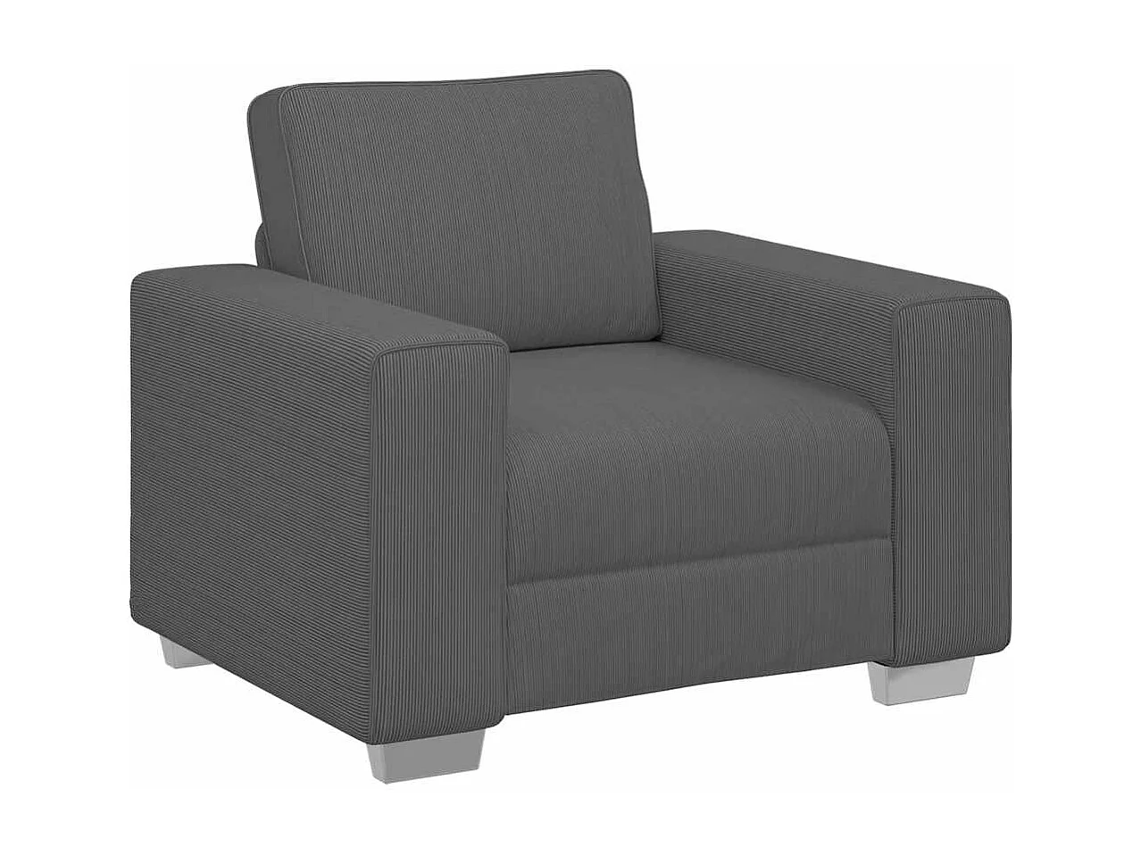 Fauteuil gris foncé 60 cm tissu velours côtelé