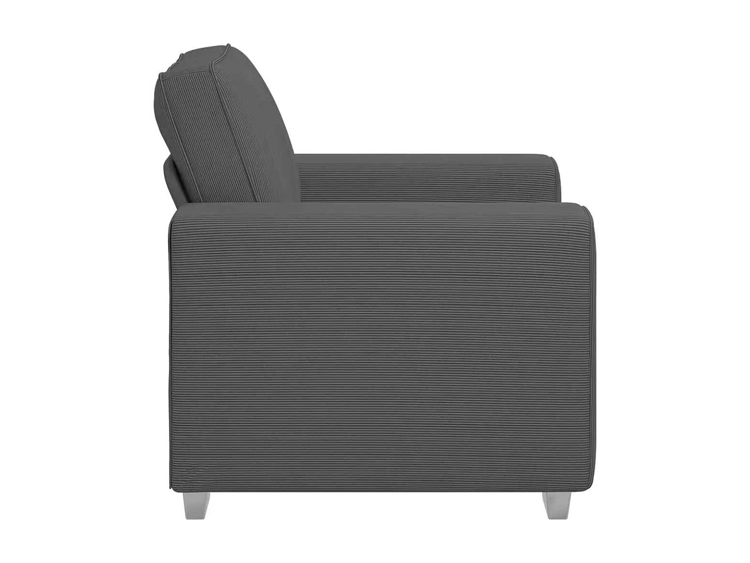 Fauteuil gris foncé 60 cm tissu velours côtelé