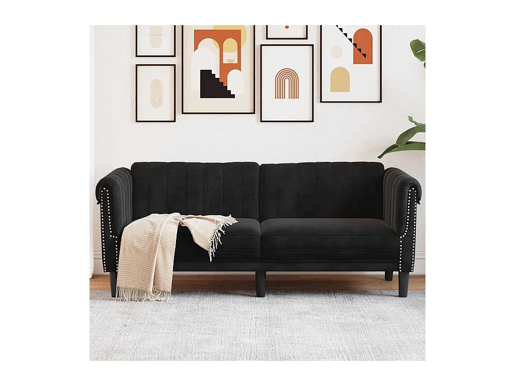 Divano a 2 posti in velluto nero