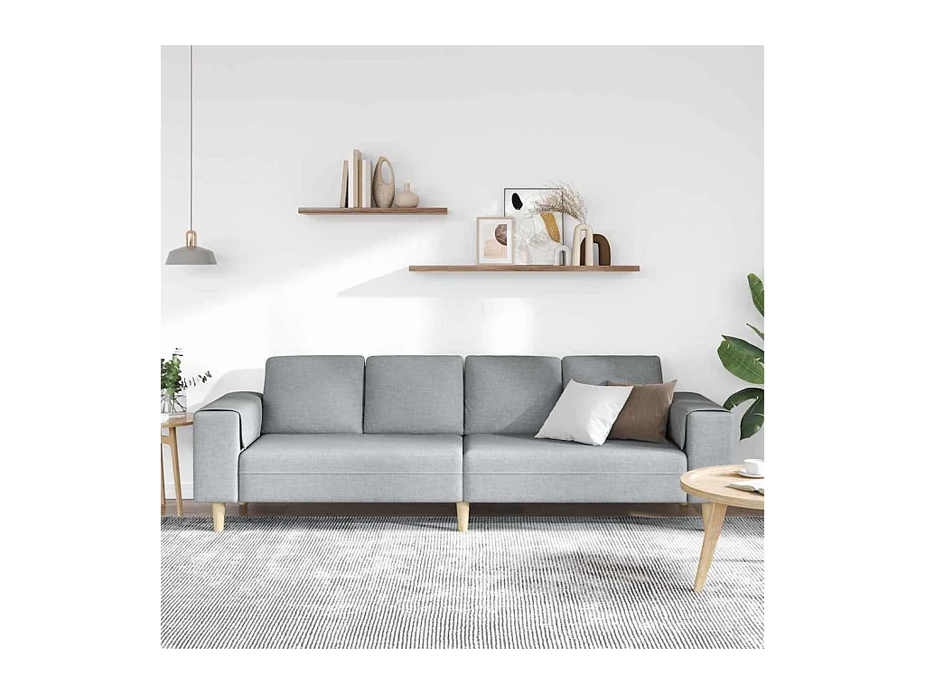 Set di divani in tessuto grigio chiaro