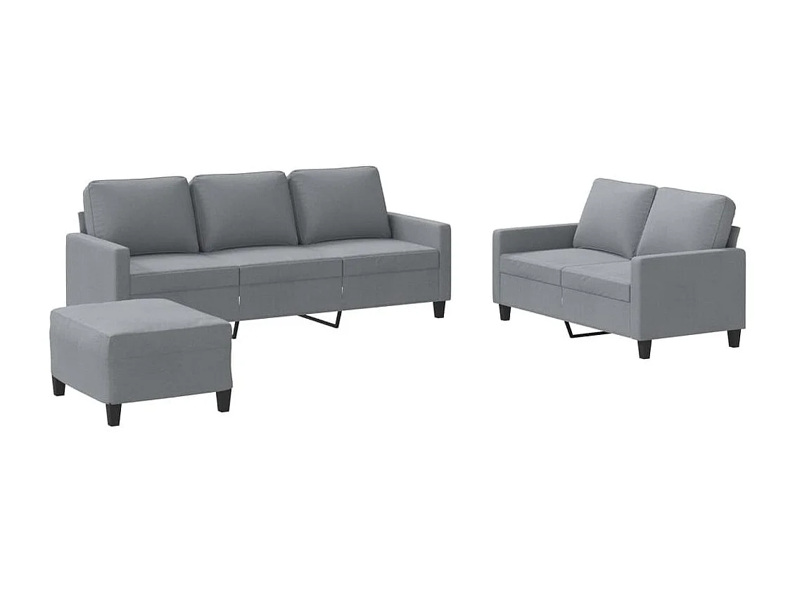 Ensemble de canapés 3 pcs avec coussins Gris clair Tissu