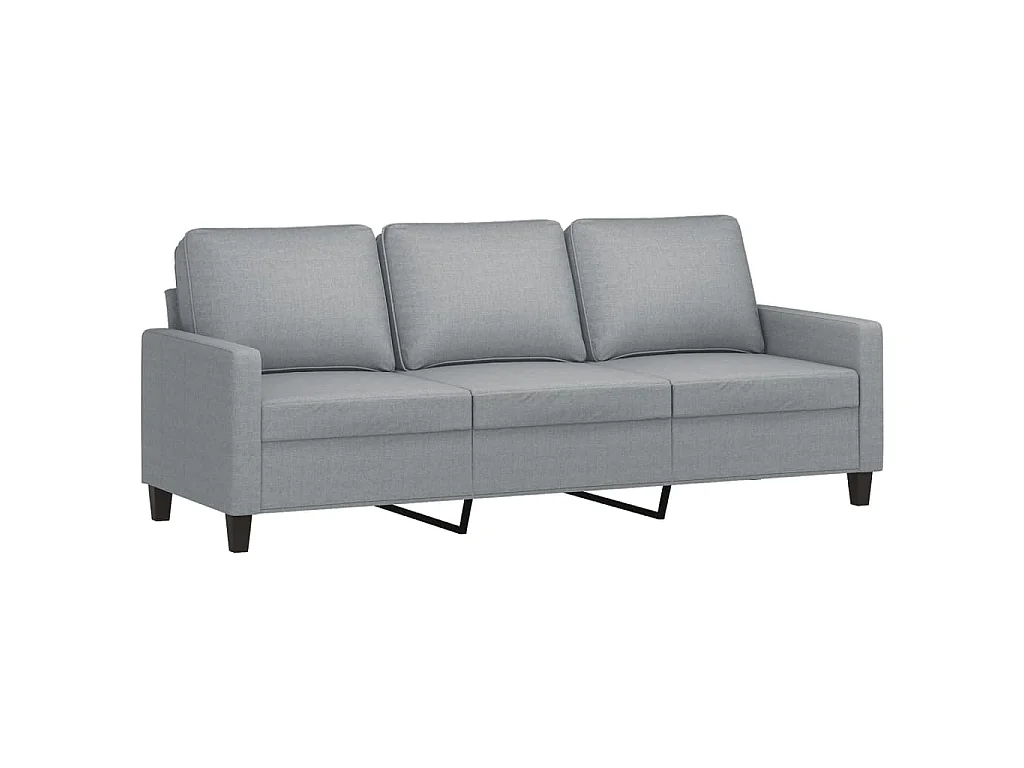 Set di divani 3 pezzi con cuscini in tessuto grigio chiaro