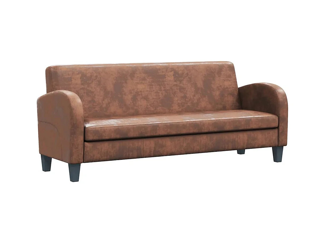 Divano a 3 posti in finta pelle scamosciata marrone